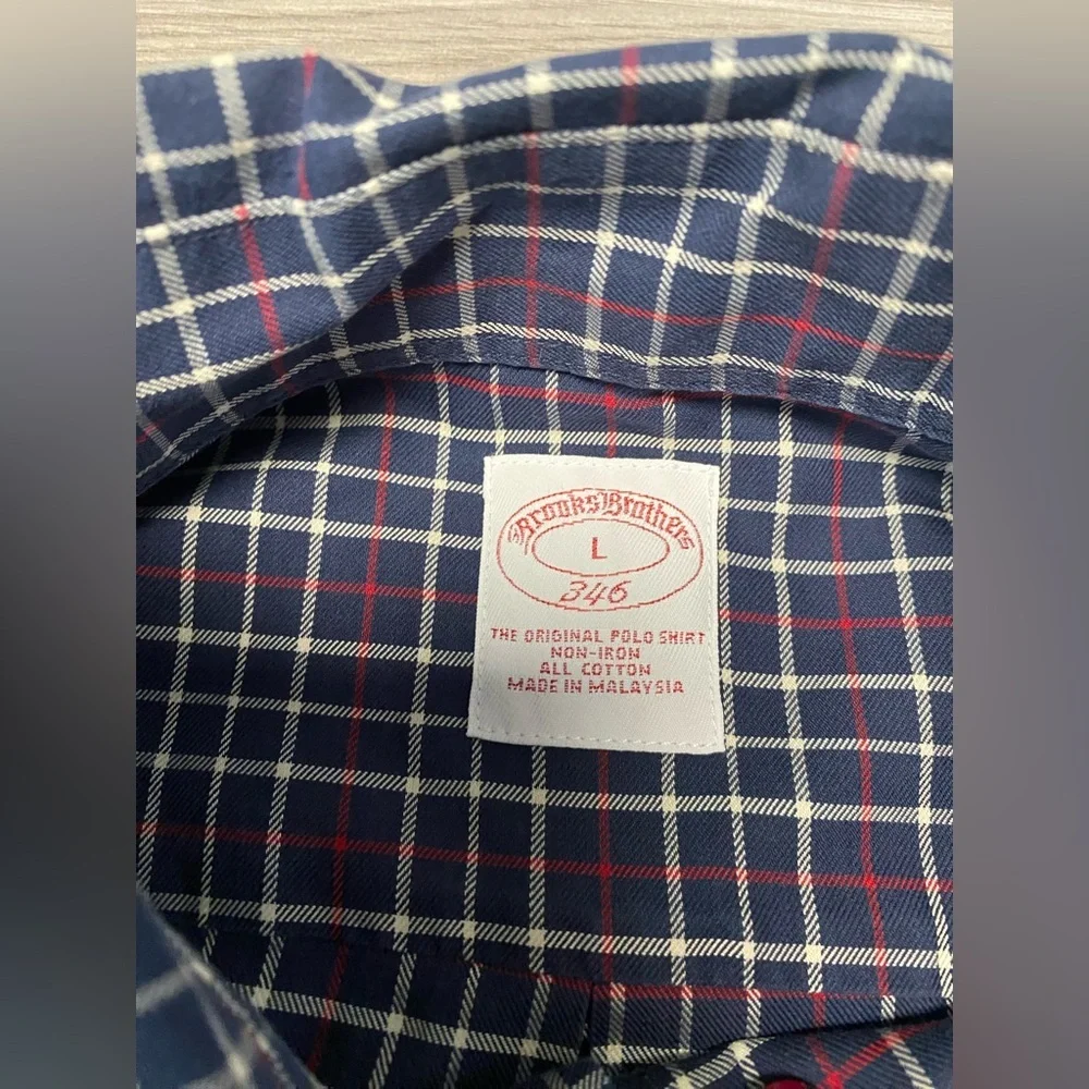 Brooks Brothers Button Down Cotton Shirt Men's Size Large Checked Long Sleeved - Picture 5 of 9